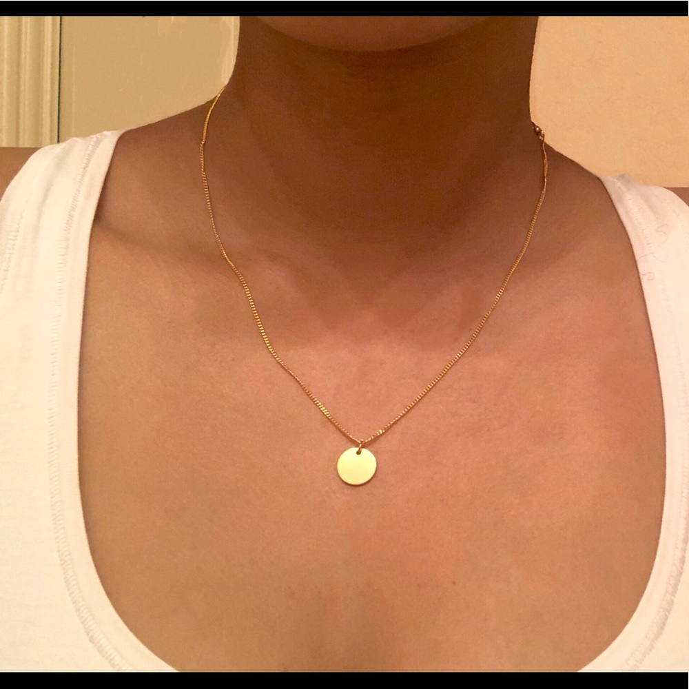 Gold Minimalist Circle Necklace Pendant Layering